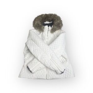 Obermeyer ❄︎ Bombshell Quilted Ski Jacket Parka ❄︎ Faux Fur Trim Hoodie ❄︎ White